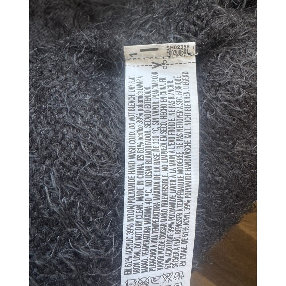Fuzzy Eyelash Knit Open Front Cardigan Gray Long Small - Picture 5 of 9